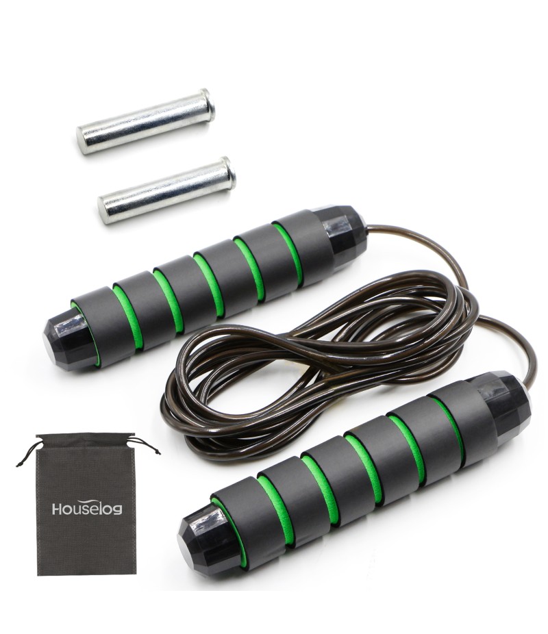 Jump Rope Adjustable to Length Load Bearing Steel Wire Skipping Rope Fitness Lose Weight Outdoor Sport/Activity for Men Women Kids for Endurance Training,Speed Training(Green)