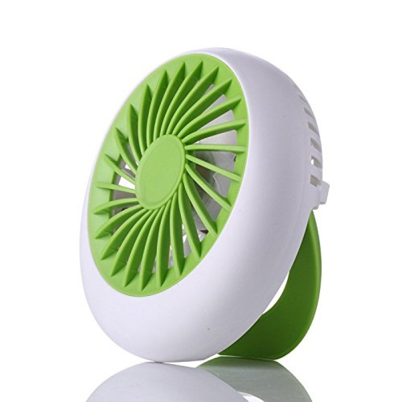 Houselog 小型扇風機 ミニ USB 扇風機 mini扇風機 充電式扇風機　手持も軽量 　風量3段階調節 　5枚羽根　スイッチ付き 二つプラケット付き　USBファン　携帯・卓上 (A-グリーン)
