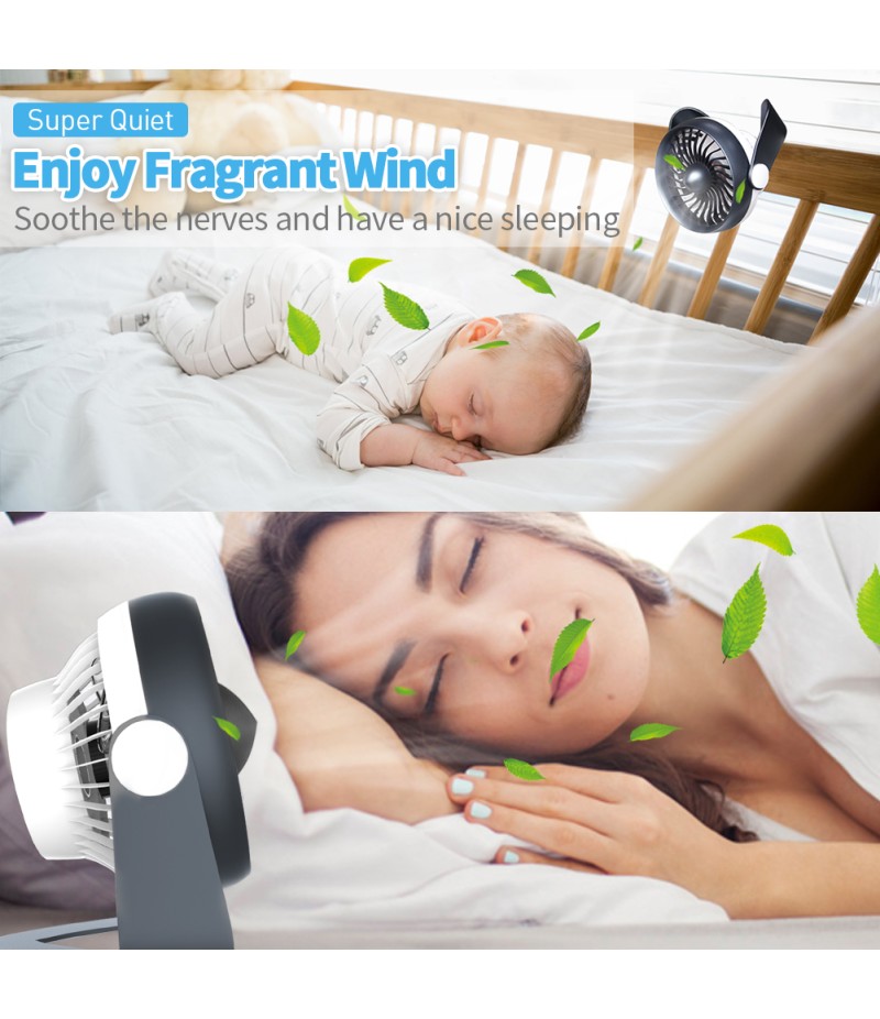 Houselog USB Desk Fan Bedside Fan,Mosquito-Repellent,Essential-Oil-Diffused,USB Powered and Rechargeable Battery Operated Table Fan,Mini and Portable Baby Cooling Fan for Beach,White
