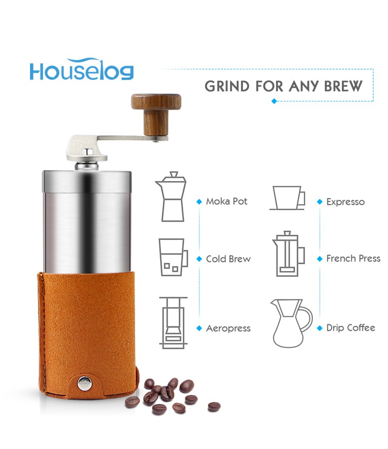 Portable Manual Coffee Grinder Set Professional Conical Ceramic Burrs Stainless Steel Grinder Easy to Clean for Home Travel Outdoor