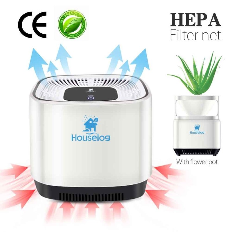 Houselog Air Purifier with True HEPA Filter Portable Aromatherapy Cleaner with Flowerpot Cigarette Smoke Eliminator Remove Odor Smell Pet Dander for Home Office 